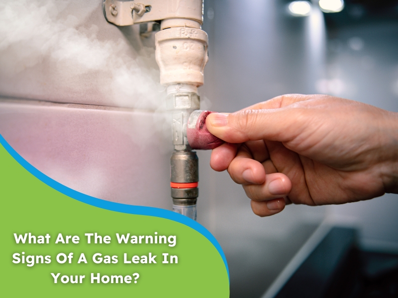 Hand checking a gas valve with visible vapor, a clear warning of signs of gas leak indoors.