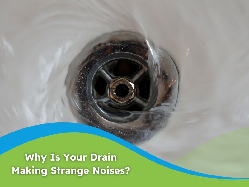 Water swirling down a sink drain, focusing on troubleshooting and identifying causes of a noisy drain.