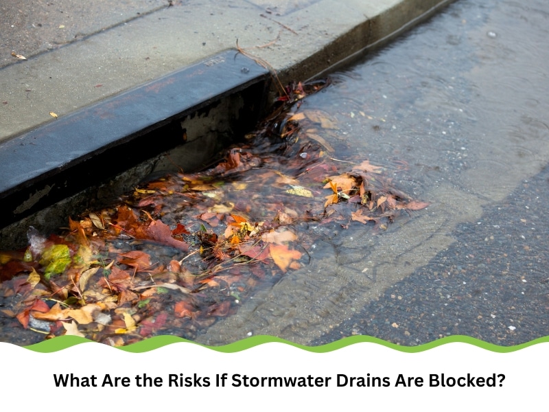 Leaves block stormwater drains causing surface flooding