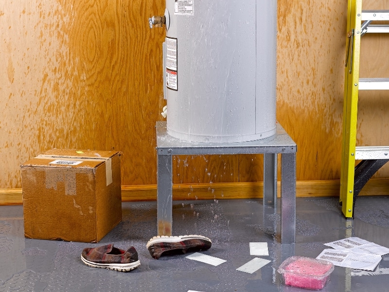 Leaking tank showing urgent need for hot water tank repair service.